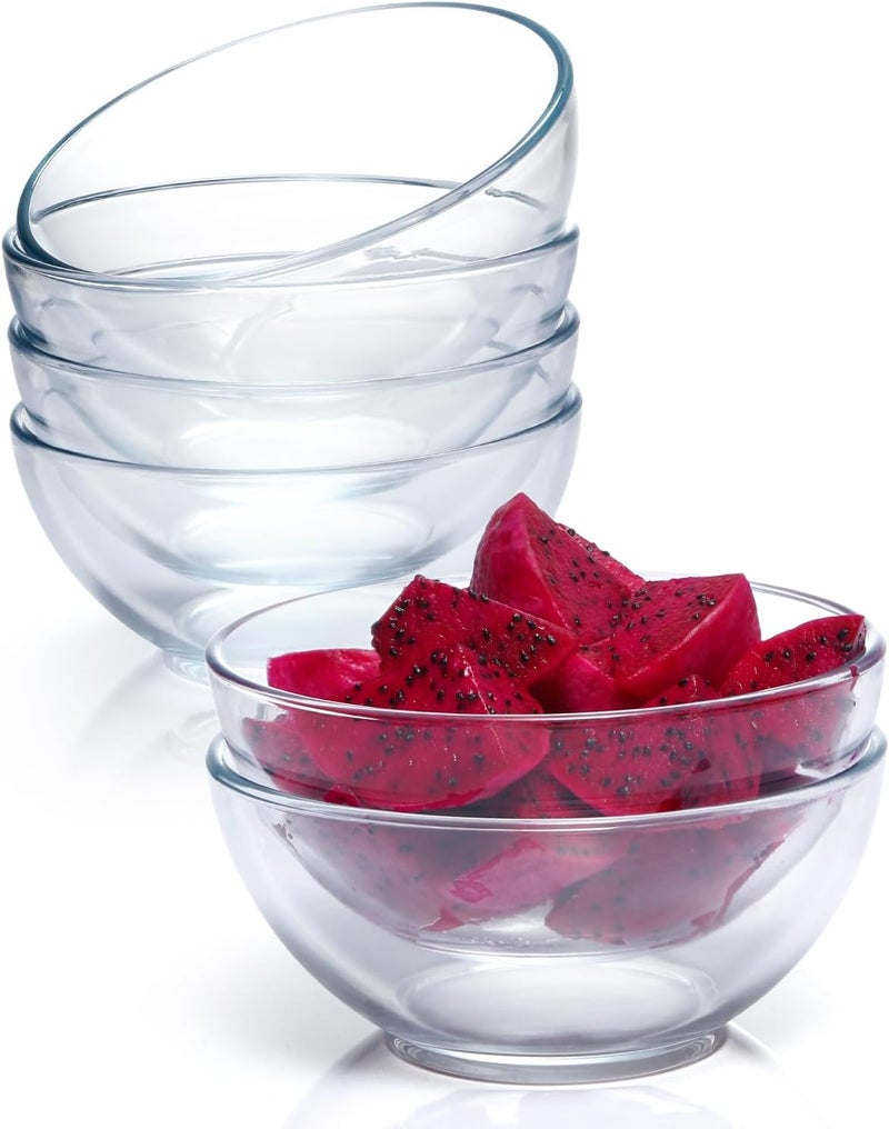 NUTRIUPS 6 Inch Glass Bowls Small Glass Bowl Set 6 Pack Clear Tempered Glass Cereal Bowls for Kitchen Microwave and Oven Safe 6 inch Set of 6 - Image 1