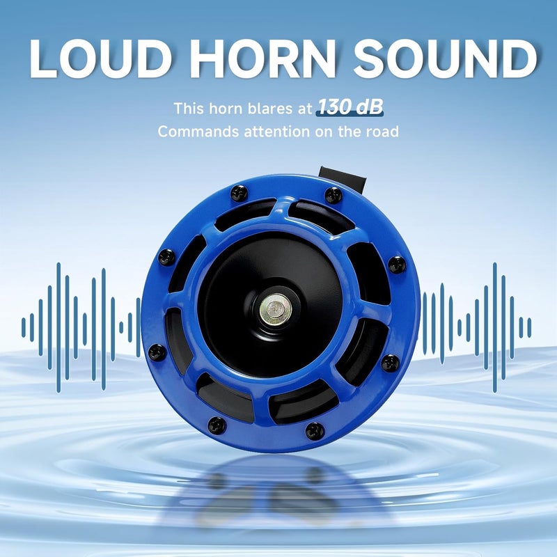 FARBIN Car Horn 12v Loud Motorcycle Horns High/Low Super tone Electric Train Horns for Car (Blue horn with wire button) - Image 2