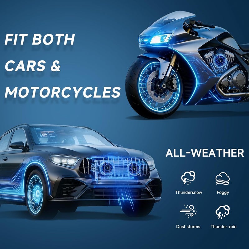 FARBIN Car Horn 12v Loud Motorcycle Horns High/Low Super tone Electric Train Horns for Car (Blue horn with wire button) - Image 3