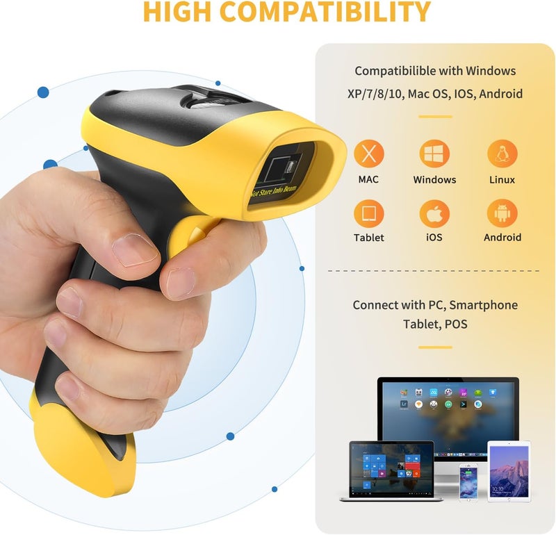 NetumScan Bluetooth Bar Code Scanner, 3 in 1 Automatic Wireless 1D Barcode Scanner Handheld USB CCD Barcode Reader for Store, Warehouse POS, Computer, Tablet, iPhone, iPad, Android - Image 5