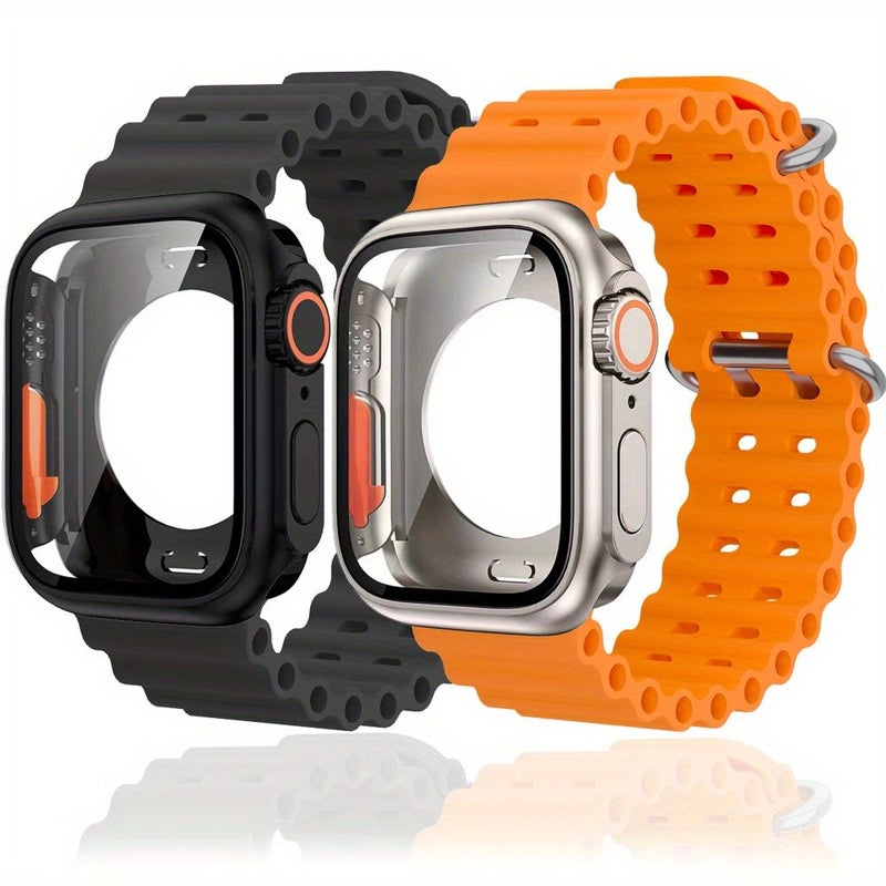 Shockproof Hard PC Case With Silicone Band For Apple Watch 44mm - Image 1