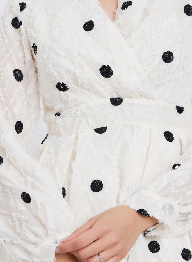 Take Two Polka Dot Frayed Knee Length Dress - Image 4