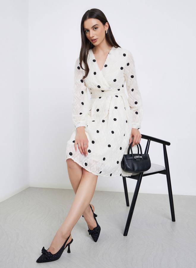 Take Two Polka Dot Frayed Knee Length Dress - Image 1