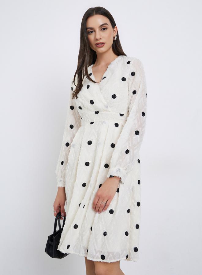 Take Two Polka Dot Frayed Knee Length Dress - Image 3