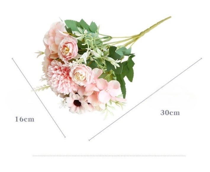 JAYATO Pink Fake Flowers, Silk Mixed Artificial Flowers, Faux Flower Arrangement Suitable for Party, Home Office Decoration, Wedding Flowers, Dining Table Centerpiece (No Vase) - Image 2