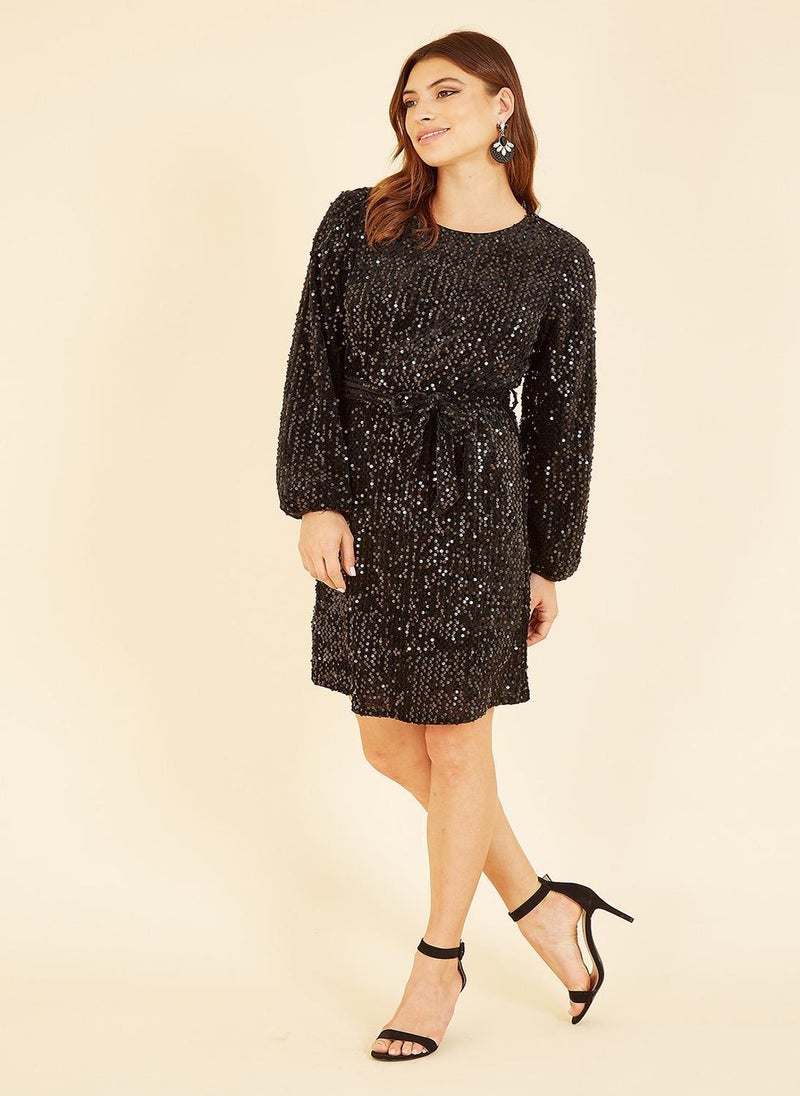 MELA LONDON Sequin Belted Mini Dress - Image 4
