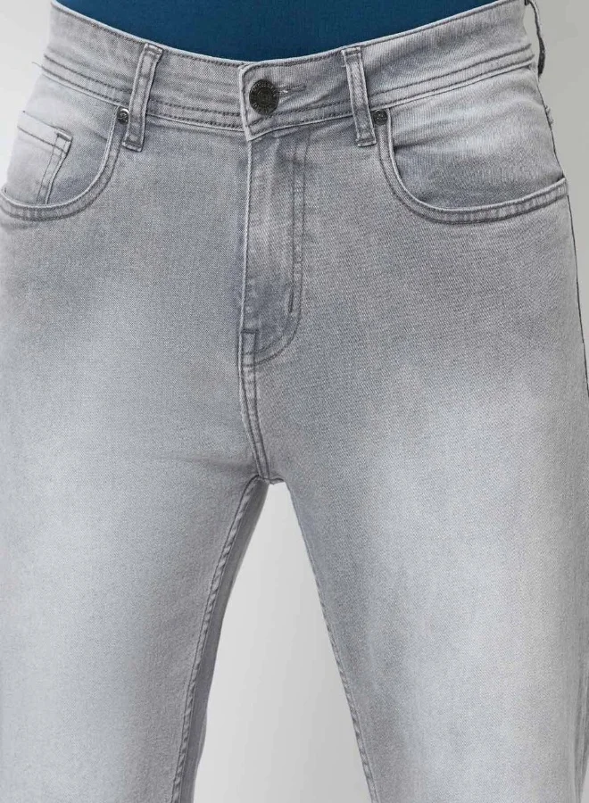High Star  Men Grey Jean Slim Fit Heavy Fade Stretchable Jeans for Men | Best Price UAE