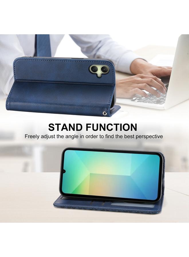 S-TOP Case For Samsung Galaxy A06 4G Cubic Grid Calf Texture Magnetic Leather Phone Case - Image 5