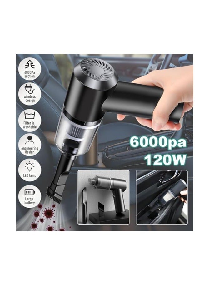 SUKILO Portable High Power 3-in-1 Vacuum Cleaner – Wireless USB Rechargeable Handheld Vacuum for Home & Car, Wet/Dry Cleaning, Built-In LED Light (Black) - Image 5