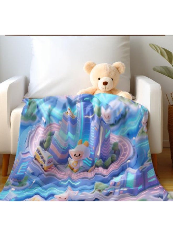 عام بطانية رقيقة من الفانيلا الكرتونية للأطفال والرضع (دافئة ومريحة، ومناسبة للنوم والألعاب) 70 سم * 100 سم - Image 1