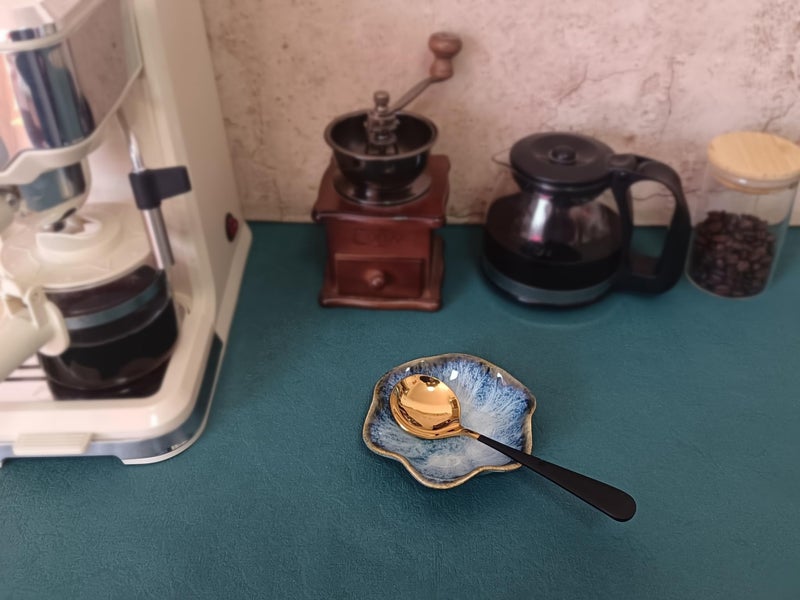 Rhobtyne Coffee Spoon Rest for Coffee Bar Accessories, Small Spoon Rest for Coffee Station, Flower Ceramic Tea Spoon Holder for Teaspoon Rest for Tea Spoon, 1 PC (Retro, Sea Blue) - Image 2