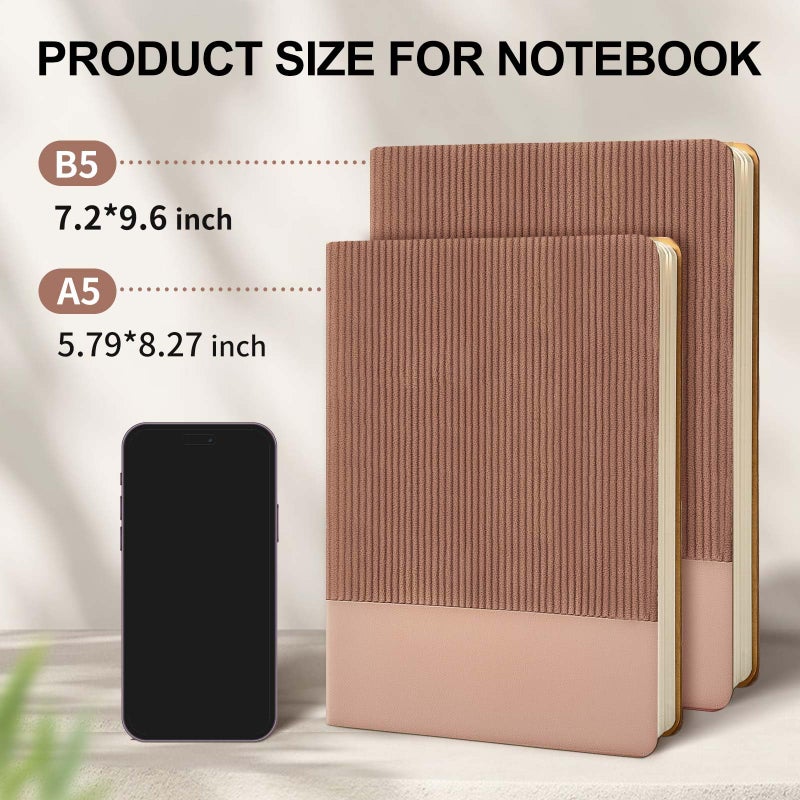 TSFPapier Lined Journal Notebook for Work College Ruled Note Book 5.79"x8.27" A5 PU Leather Daily Journaling 216 Pages for Women Men Writing Home School Supplies Business (Dark Pink) - Image 2