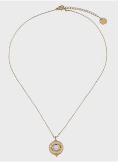 Lady Mauve HELENE CIRCLE PEARL BALL PEAK PENDANT NECKLACE  - Image 1