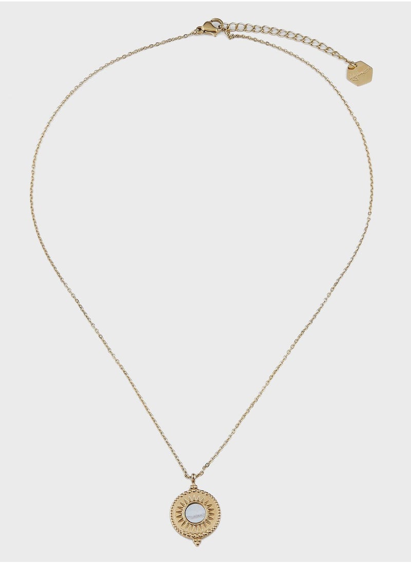 Lady Mauve HELENE CIRCLE PEARL BALL PEAK PENDANT NECKLACE  - Image 1