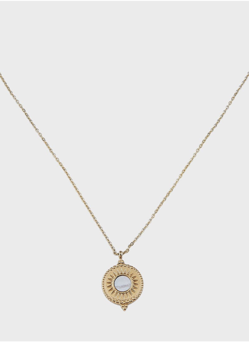 Lady Mauve HELENE CIRCLE PEARL BALL PEAK PENDANT NECKLACE  - Image 2