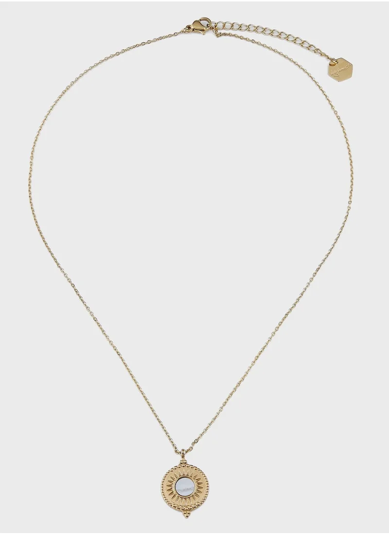 ليدي موف HELENE CIRCLE PEARL BALL PEAK PENDANT NECKLACE