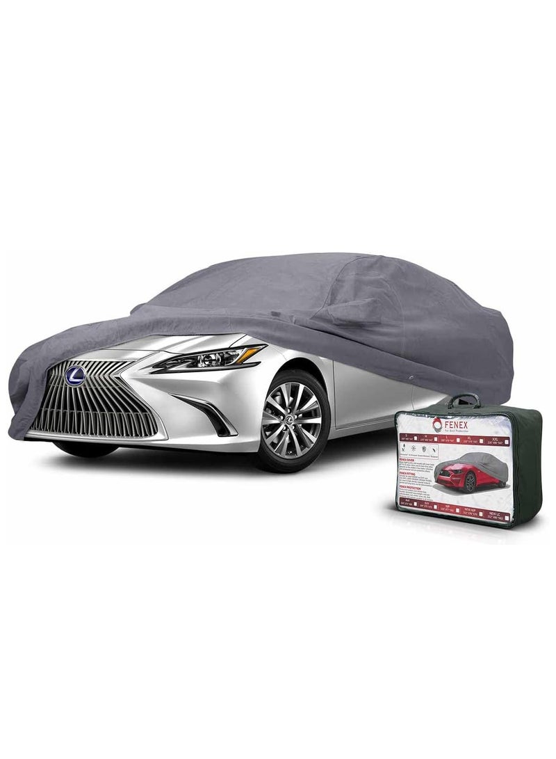 Fenex Car Cover [XXLarge] – All-Weather Protection | Waterproof, UV-Resistant, Dustproof, Breathable | Indoor/Outdoor Use | Door Zipper & Mirror Pockets | Fits Sedan cars (558 × 203 × 121 cm) - Image 1