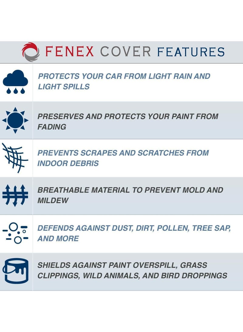 Fenex Car Cover [XXLarge] – All-Weather Protection | Waterproof, UV-Resistant, Dustproof, Breathable | Indoor/Outdoor Use | Door Zipper & Mirror Pockets | Fits Sedan cars (558 × 203 × 121 cm) - Image 5