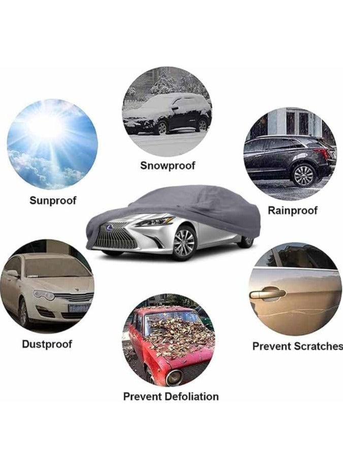 Fenex Car Cover [XXLarge] – All-Weather Protection | Waterproof, UV-Resistant, Dustproof, Breathable | Indoor/Outdoor Use | Door Zipper & Mirror Pockets | Fits Sedan cars (558 × 203 × 121 cm) - Image 4