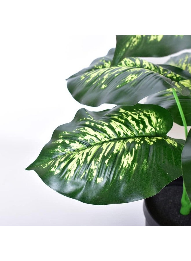 Artificial Monstera Deliciosa Plant，18 Leaves Artificial Tropical Monstera， Faux Fake Monstera Turtle Leaf Tropical Large Palm Tree Leaves Plant Outdoor UV Resistant Plastic Plants (F) - Image 2