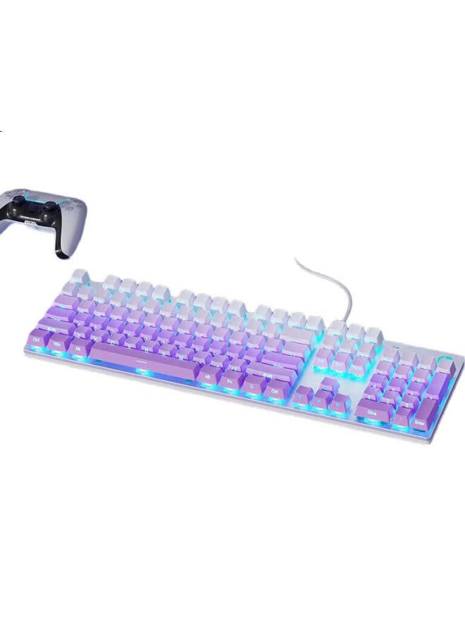 Hp Mechanical Keyboard For Office E-Sports Gaming Wired Desktop Laptop Side Engraved Gradient Fantasy Purple Tea Axis 104 Keys - Image 3