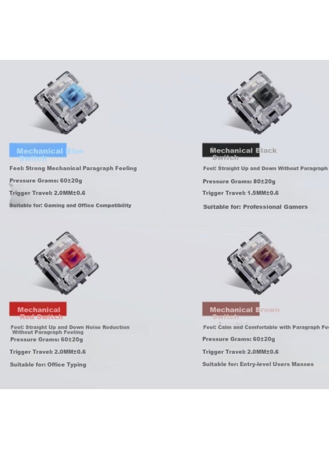 Hp Mechanical Keyboard For Office E-sports Gaming Wired Desktop Laptop Side Engraved Gradient Fantasy Purple Tea Axis 104 Keys - Image 5