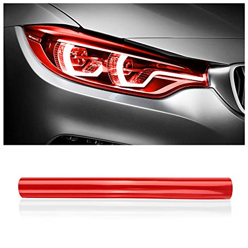 wedfish 12 X 48inch Car Light Tint Film CuttableStretchability Car Headlight Taillight Fog Light Vivid Vinyl Wrap ProtectorNonMarking SelfAdhesive Decals Car Decor Red - Image 1