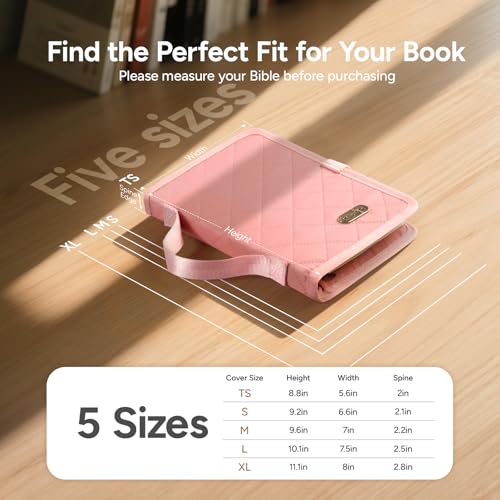 BellaHold Adjustable Bible Cover with 75 Bible Tabs - Bible Cover Case for Women，Waterproof, Washable Quilted Bible Case，Reusable Christian Gifts for Women (Pink, M) - Image 2