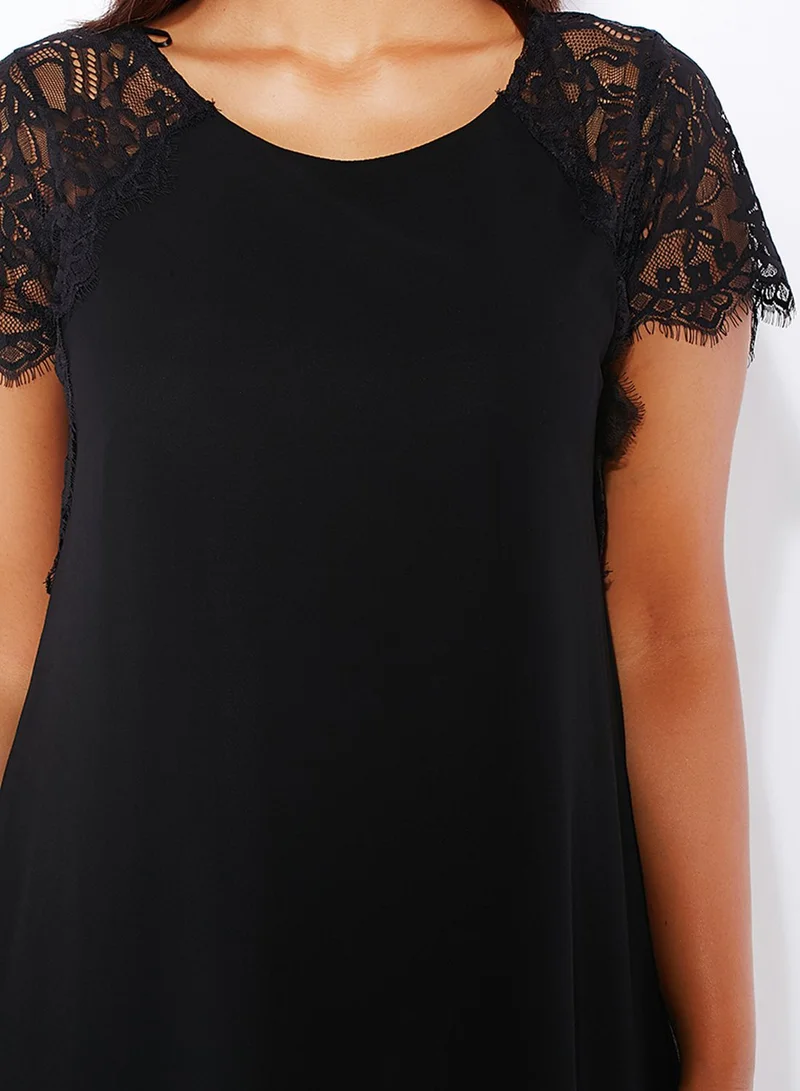 Ella Plus Lace Inset Sleeve Dress