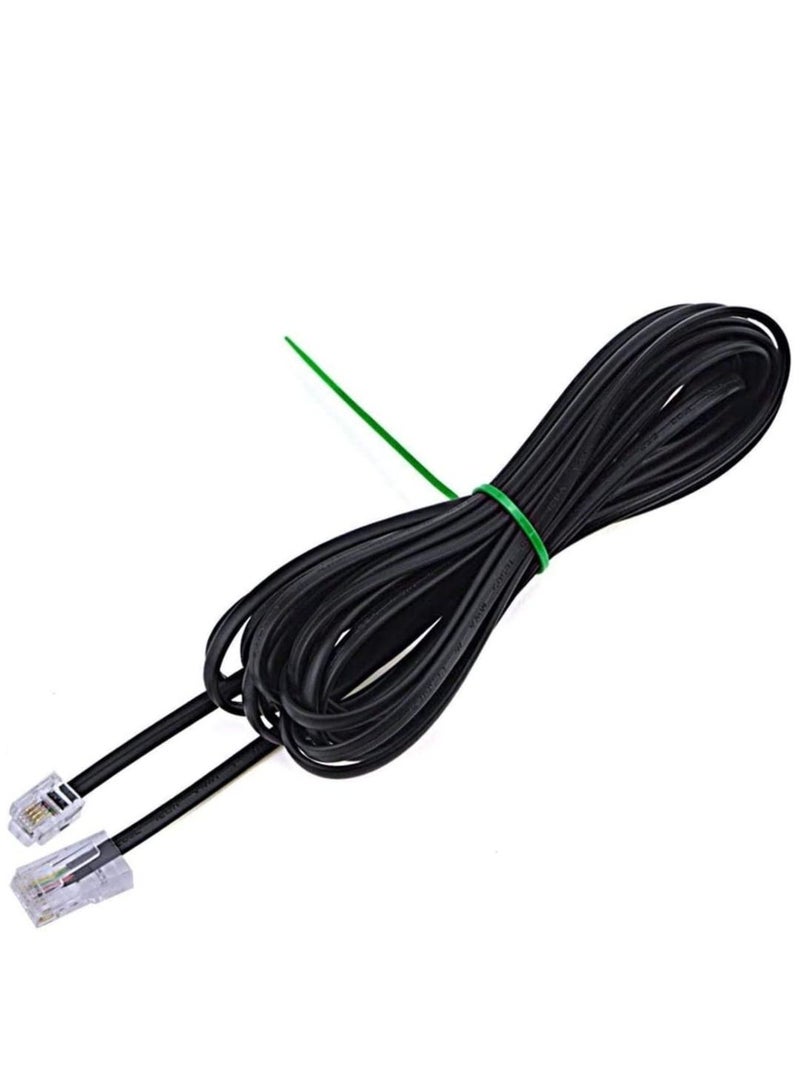 DKURVE كابل توصيل الهاتف الأسود RJ11 6P4C إلى RJ45 8P8C مصنوع يدويًا (5 متر) - Image 1