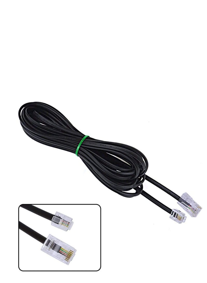 DKURVE كابل توصيل الهاتف الأسود RJ11 6P4C إلى RJ45 8P8C مصنوع يدويًا (5 متر) - Image 2