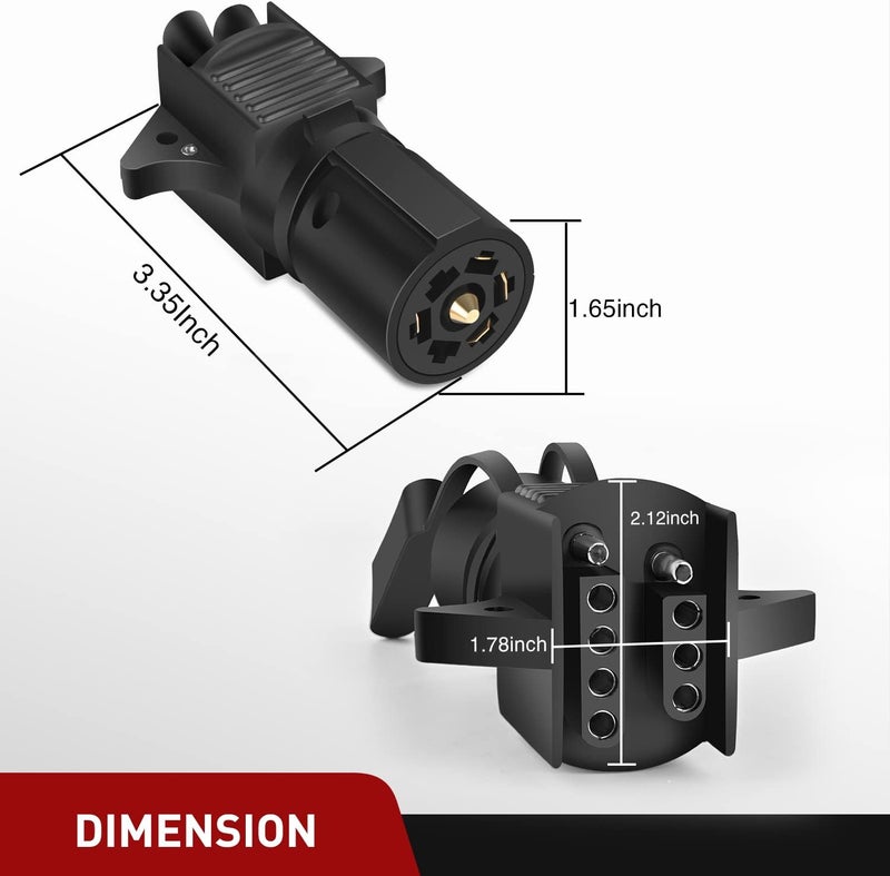 Nilight 7 Pin Round to 4 Pin 5 Pin Flat Blade Trailer Light Adapter 2 in 1 Trailer Plug 7 Way blade to 4 Way 5 Way Flat Trailer Connector Plug for Trailer Tow Hitch Car RV Boat Truck, 2 Years Warranty - Image 5