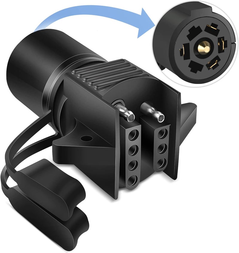 Nilight 7 Pin Round to 4 Pin 5 Pin Flat Blade Trailer Light Adapter 2 in 1 Trailer Plug 7 Way blade to 4 Way 5 Way Flat Trailer Connector Plug for Trailer Tow Hitch Car RV Boat Truck, 2 Years Warranty - Image 1