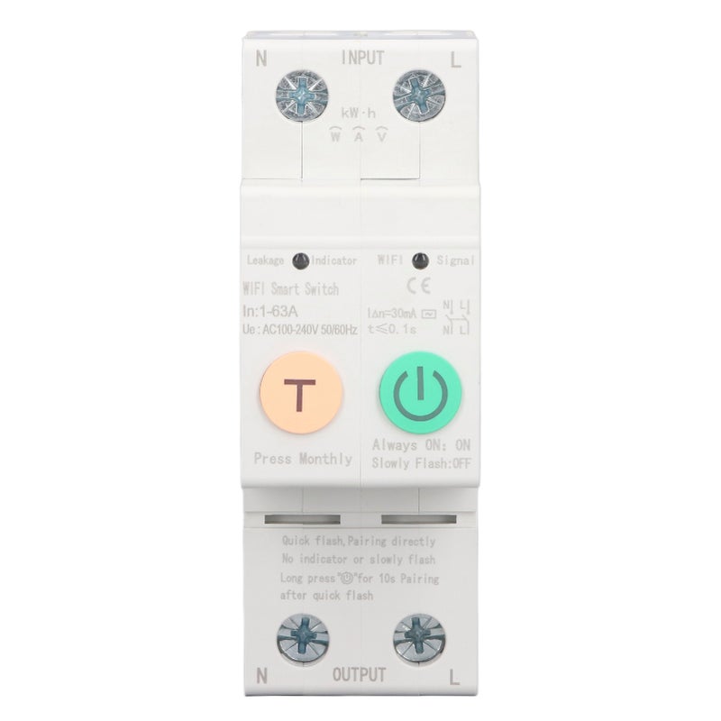 WiFi Circuit Breaker Parameters Adjustable Leakage Protection Data Display Remote Control Circuit Breaker AC100‑240V 2P - Image 3