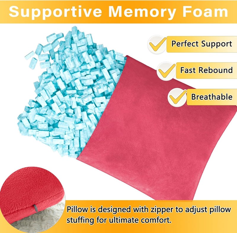 1 MIDDLE ONE 2 Pack Small Pillow, Memory Foam Mini Pillow 11 X 7 Inches for Travel, Sleeping, Nap and Neck, Knee, Lumbar Support, Tiny Cushion for Pet, Dogs (Red) - Image 2