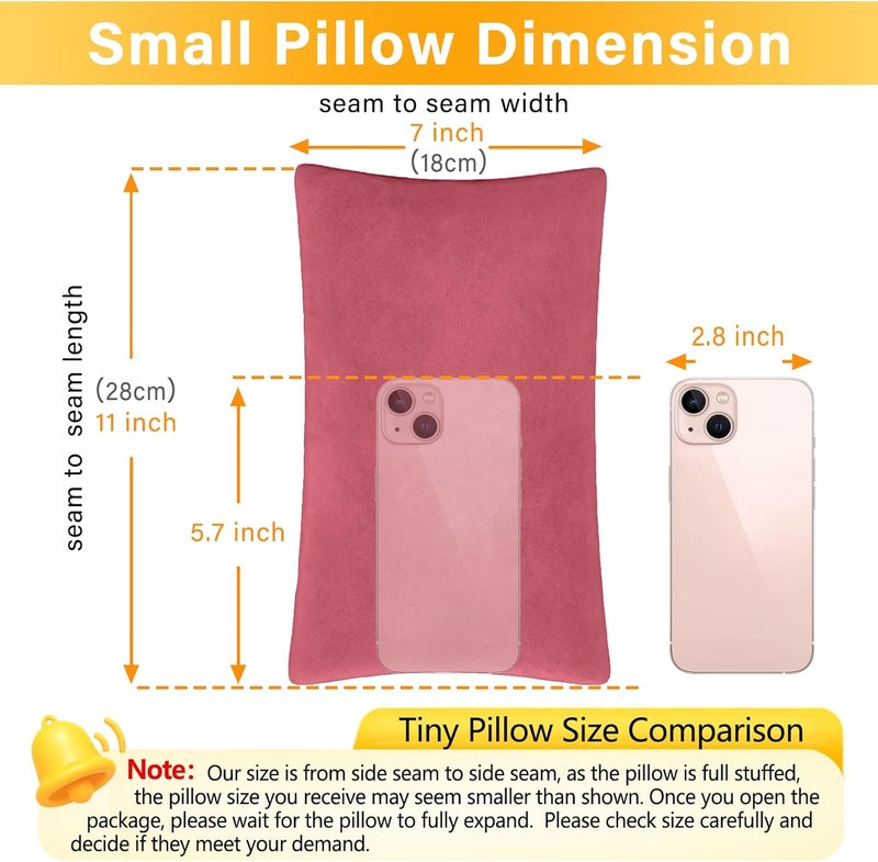 1 MIDDLE ONE 2 Pack Small Pillow, Memory Foam Mini Pillow 11 X 7 Inches for Travel, Sleeping, Nap and Neck, Knee, Lumbar Support, Tiny Cushion for Pet, Dogs (Red) - Image 3