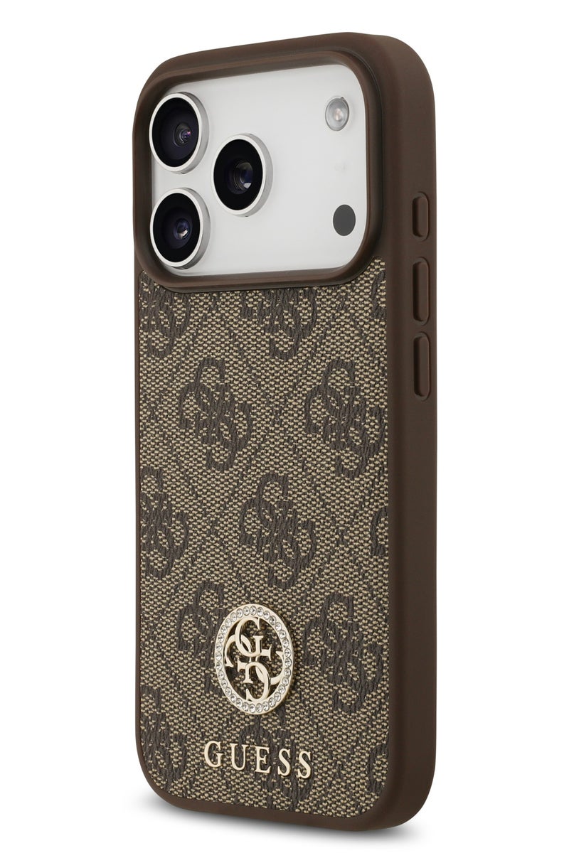GUESS iPhone 17 Pro MagSafe Case 4G PU Leather With Classc & Strass Logo / Magsafe Compatible / Ultra Slim / lightweight design / Easy Installation - Brown - Image 3