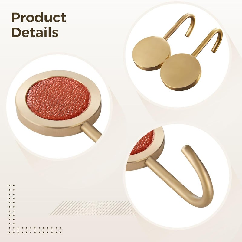 2 Pack No Drill Adhesive Hooks, Decorative Brass Metal Coat Hangers for Entryway, Bedroom, Bathroom, Office - Image 2