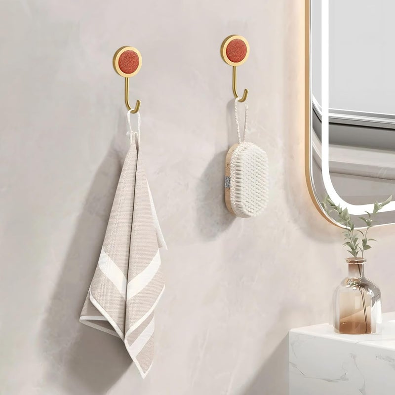 2 Pack No Drill Adhesive Hooks, Decorative Brass Metal Coat Hangers for Entryway, Bedroom, Bathroom, Office - Image 5
