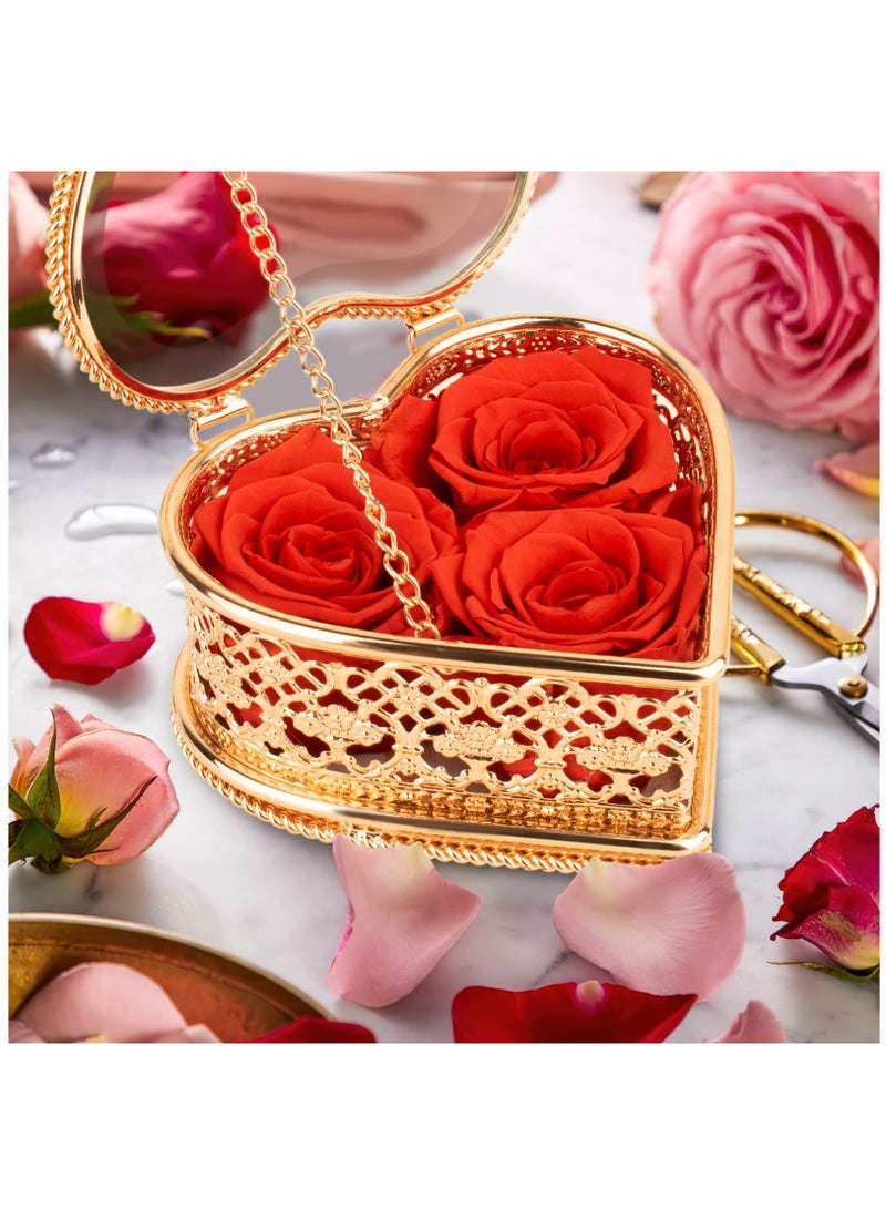 Excefore صندوق قلب من الزهور الطازجة الحقيقية، ورود محفوظة تدوم لمدة عام، هدية مثالية ليوم الأم، عيد الحب لها، ورد أحمر يدوم إلى الأبد للنساء - Image 4