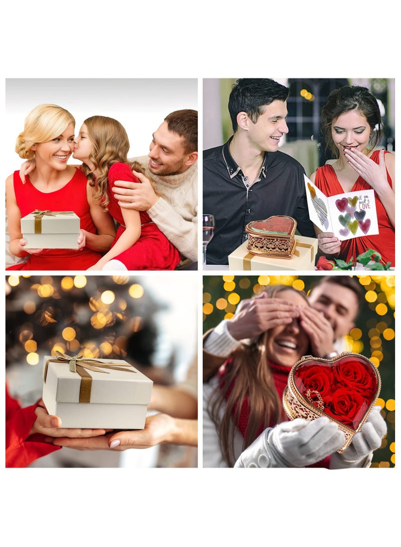 Excefore صندوق قلب من الزهور الطازجة الحقيقية، ورود محفوظة تدوم لمدة عام، هدية مثالية ليوم الأم، عيد الحب لها، ورد أحمر يدوم إلى الأبد للنساء - Image 5