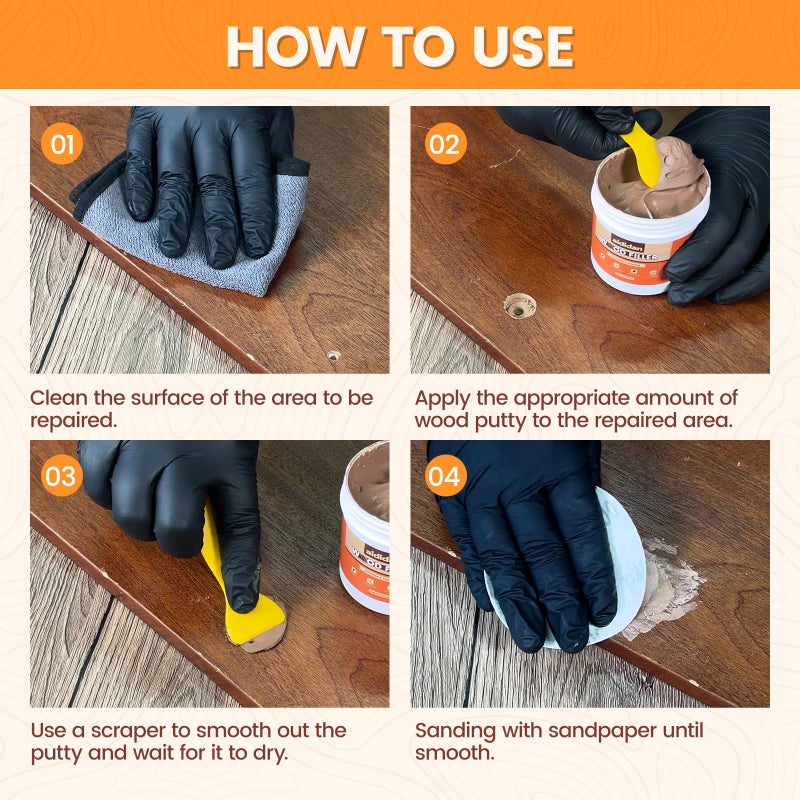 aididan Wood Filler, Wood Repair Kit, 16 Ounce Paintable & Stainable Wood Putty Filler, Wood Scratch Cracks Holes Repair Furniture, Exterior Wood Filler Water Resistant, Wood Putty (White) - Image 5