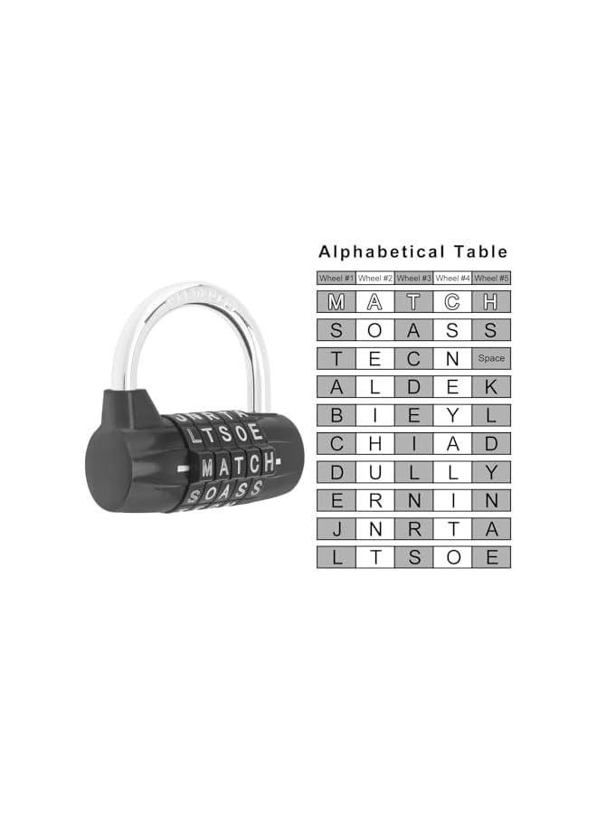 PROMASS PROMASS Gym Locker Lock 5 Letter Word Lock Safety Padlock Password Combination Resettable Padlocks for School Gym Locker, Sports, Locker, Fence, Toolbox, Case, Hasp Storage (Black)  - Image 4