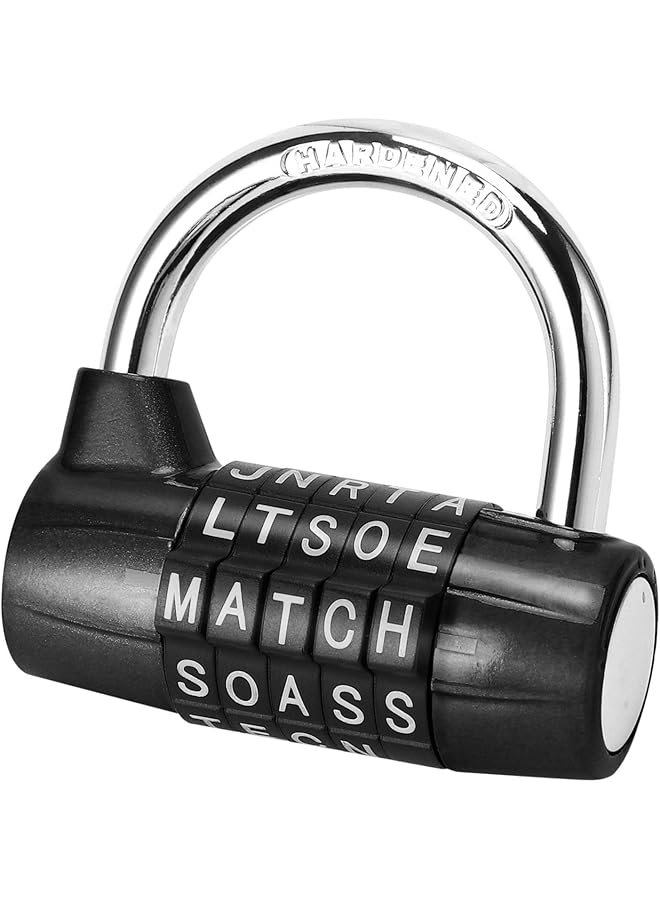 PROMASS PROMASS Gym Locker Lock 5 Letter Word Lock Safety Padlock Password Combination Resettable Padlocks for School Gym Locker, Sports, Locker, Fence, Toolbox, Case, Hasp Storage (Black)  - Image 1