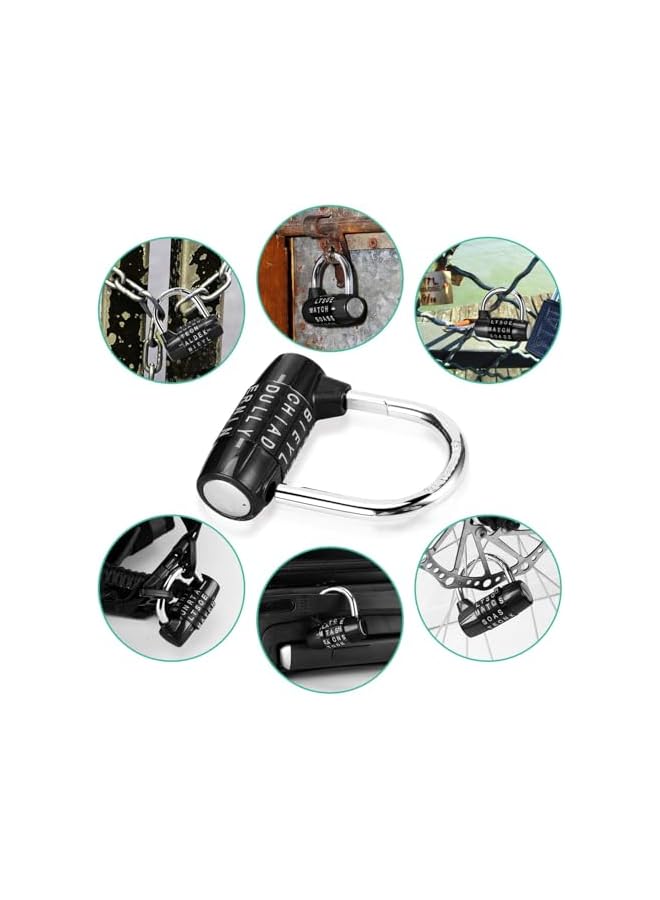 PROMASS PROMASS Gym Locker Lock 5 Letter Word Lock Safety Padlock Password Combination Resettable Padlocks for School Gym Locker, Sports, Locker, Fence, Toolbox, Case, Hasp Storage (Black)  - Image 2