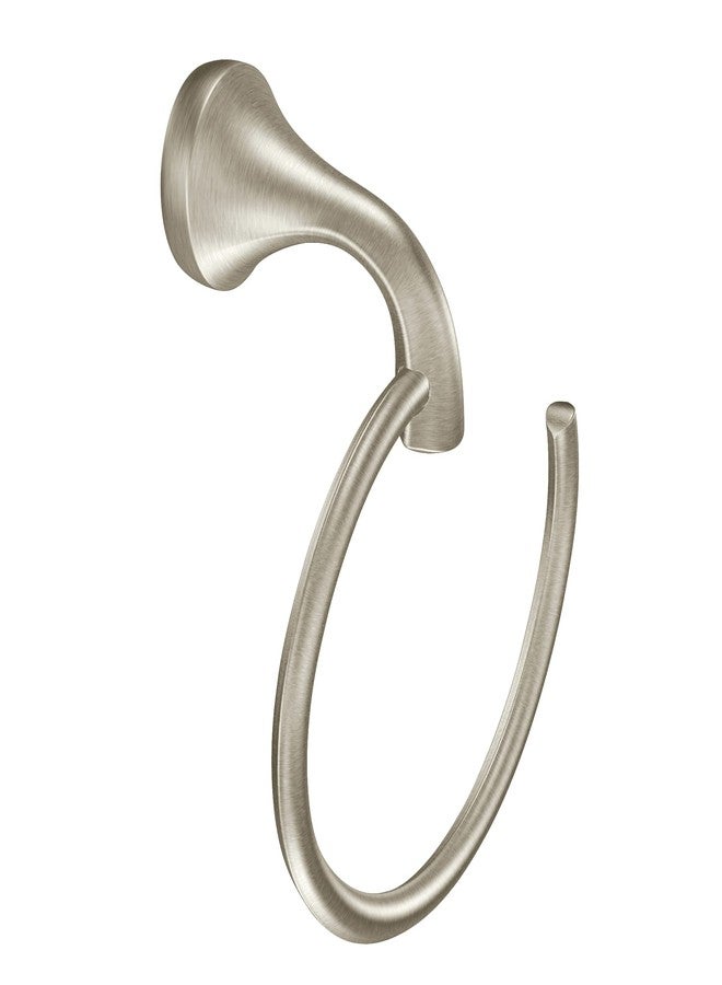 Moen Eva Brushed Nickel Single Post Open Hand Towel Ring, Towel Holder for Bathroom, YB2886BN - Image 1