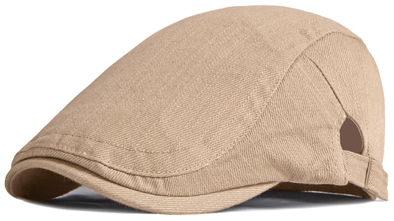 Xinveen Newsboy Hats for Men Flat Cap Cotton Adjustable Breathable Irish Cabbie Ivy Driving Hunting Hat Khaki - Image 1