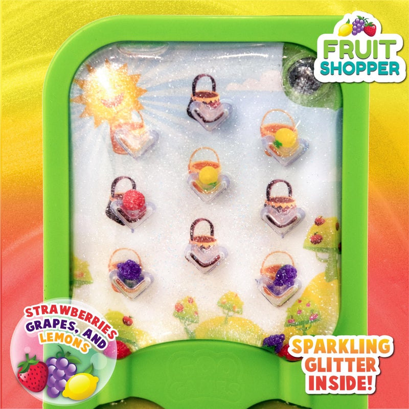 Sky Castle GooGames, Hand-Held Water Games with Floating Treasures, Sensory Fidget Game Adventures, Non-Toxic, No-Mess, Mesmerizing Glitter Fun, 3 Game Cards Included, Refillable, Perfect Travel Toy! (Fruits) - Image 2