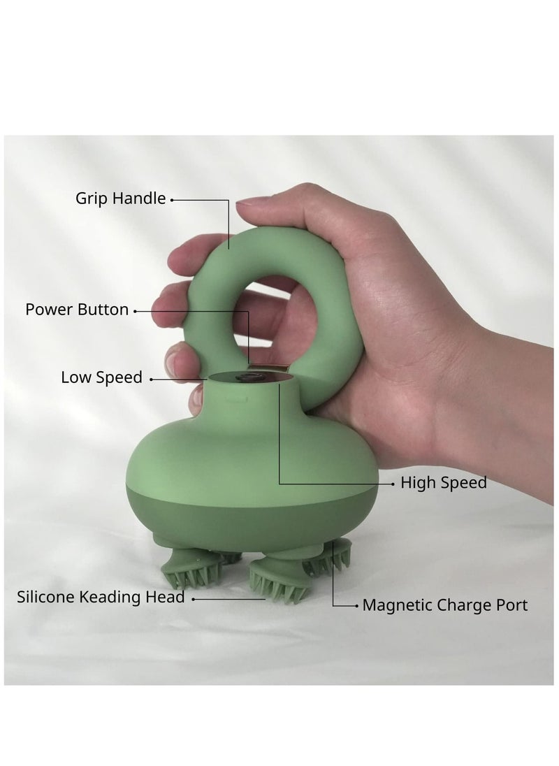 KASTWAVE 【Top Features】 Head massager adopts 3D design based on ergonomics, so it is difficult to feel tired even if you hold the scalp brush for a long time. 4 detachable rollers, with 84 soft massage heads,  - Image 2