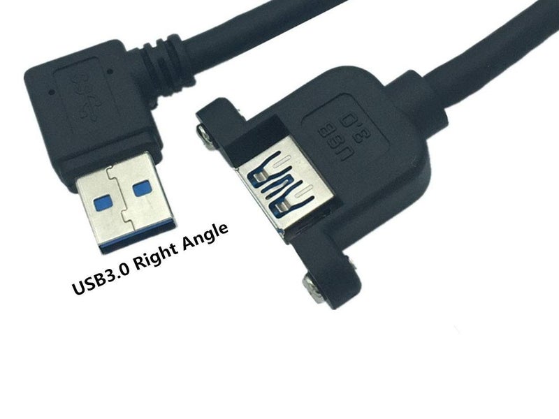 Haokiang Panel- Mount USB 3.0 Extension Cable, Haokiang 1 ft/30cm 90 Degree Right Angle USB 3.0 Type A Male to Type A Female with Screw Hole Panel Mount Adapter External Cable (Right Angle) - Image 2